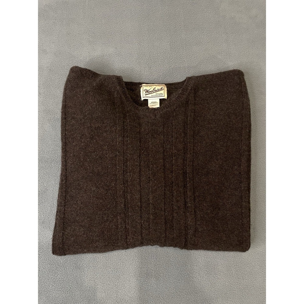 Woolrich Men's‎ Brown Herb Tweed V-neck Sweater Sz Xl Tobacco Lambs Wool